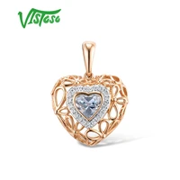 vistoso gold pendant for women genuine 14k 585 rose gold radiant sky blue topaz sparkling diamond pendant delicate fine jewelry