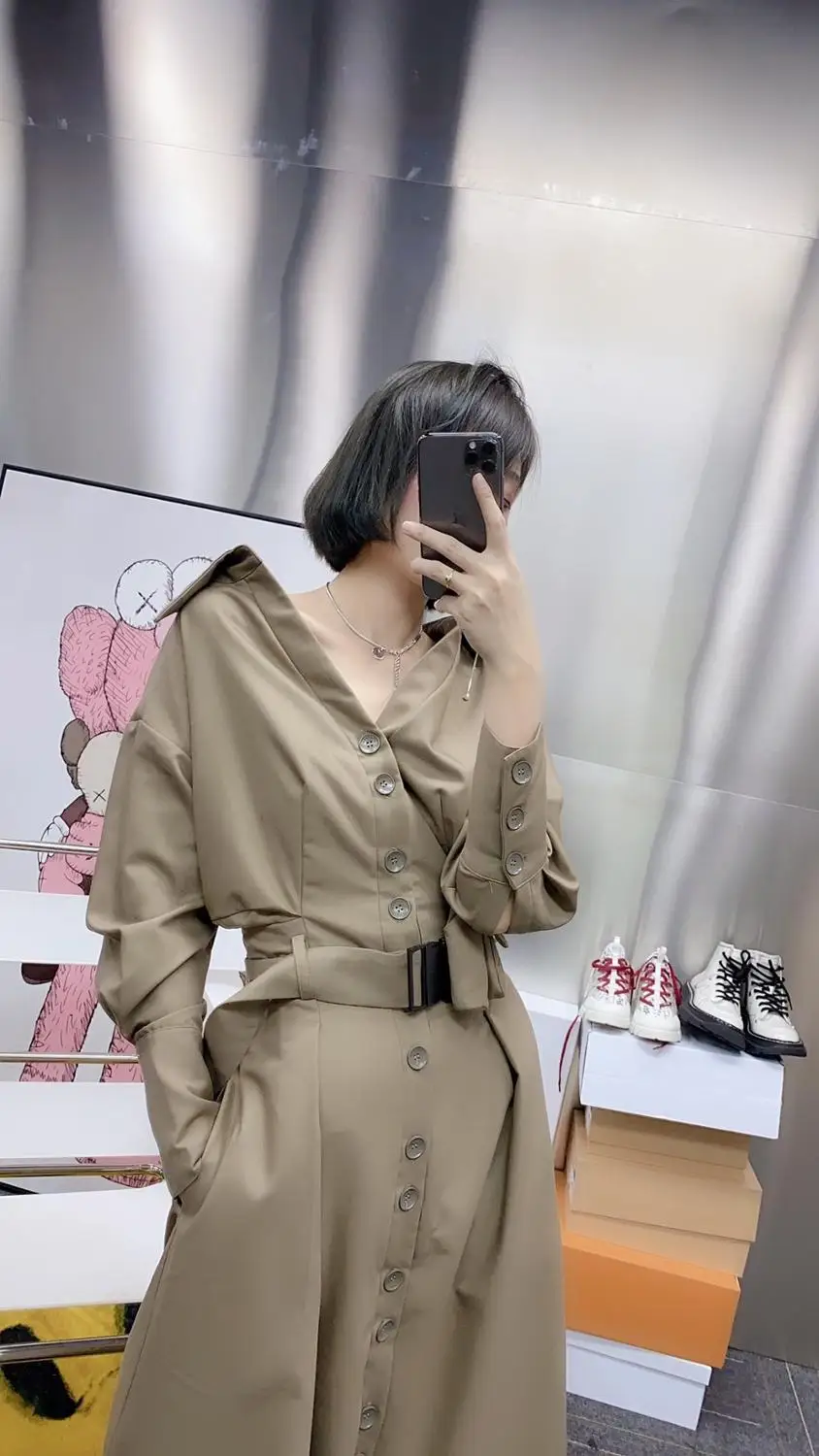 

Autumn Fashion High Quality Women Long Sleeve Slim Dress With Belts Ddxgz3
