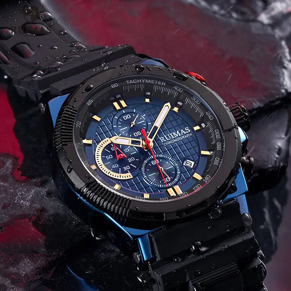 Мужские Роскошные спортивные часы RUIMAS водонепроницаемые наручные ведущей марки