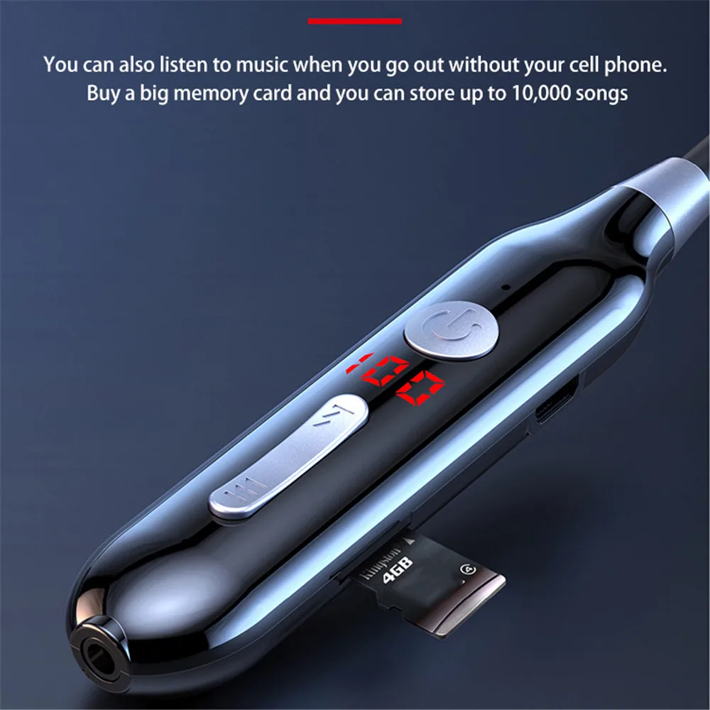 Беспроводные наушники с поддержкой Bluetooth со светодиодным дисплеем и шейным