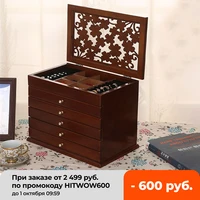 6 tier wooden jewelry box luxury multi layer retro jewelry display stand earring ring storage organizing station jewelry store