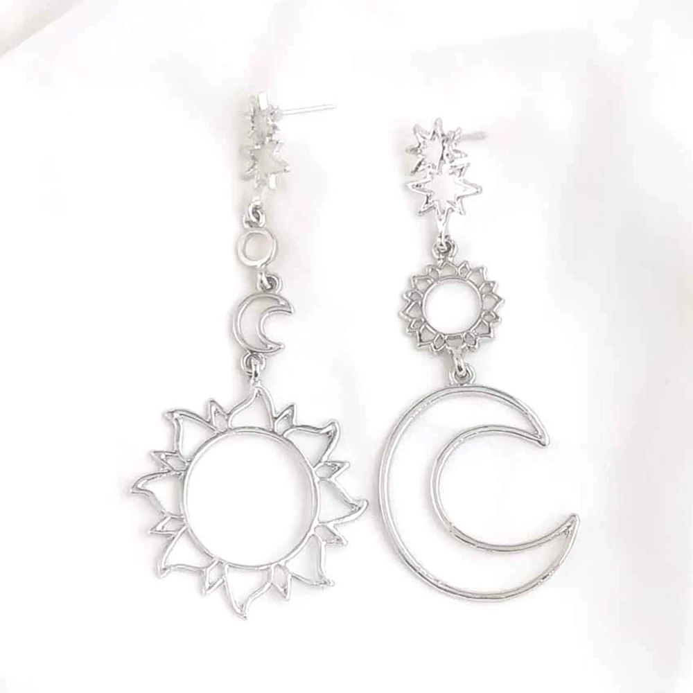 

Korean Fashion New Earrings Simple Sun God Moon God Asymmetric Exaggeration Earrings Women Girls Gifts Earr Beauty