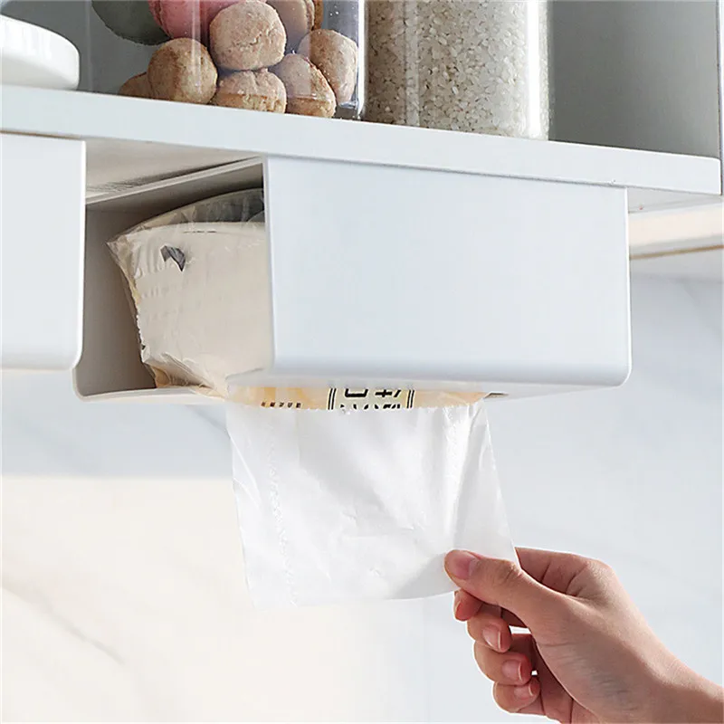 

Multifunction Tissue Storage Kitchen Paper Storage Box Paper Box Paste Wall-mounted Paper Towel Holder Toilet Tissue Box