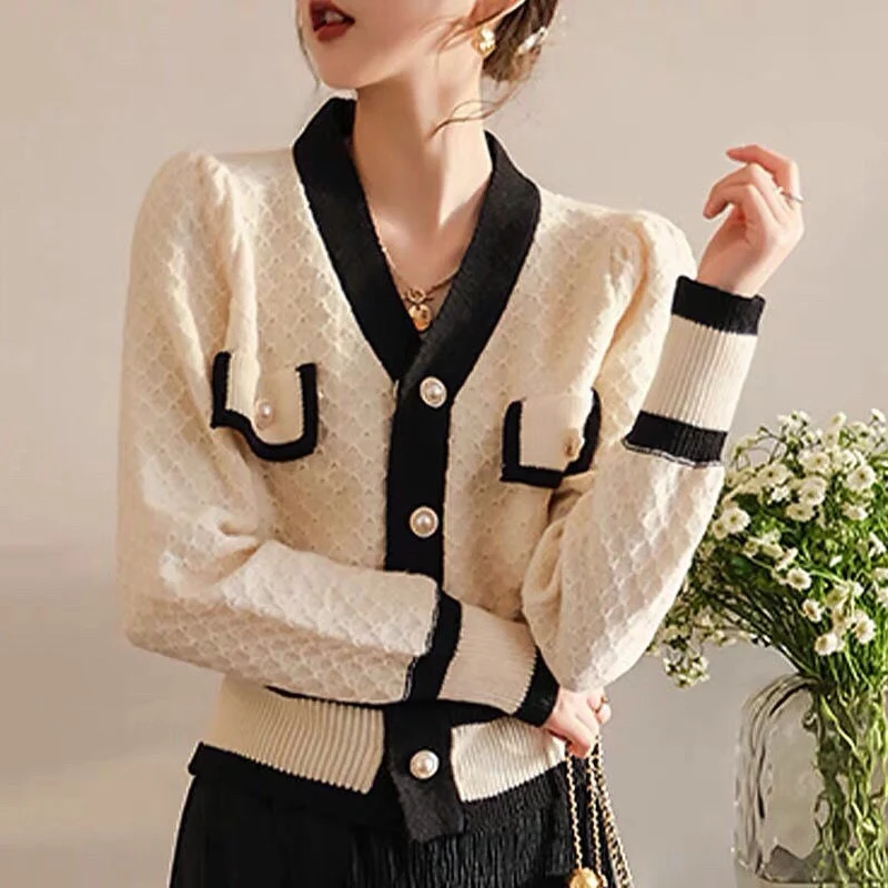 

Винтажный кардиган MOVOKAKA с карманами, Женский Повседневный вязаный однобортный зимний свитер, кардиган, женский свободный свитер