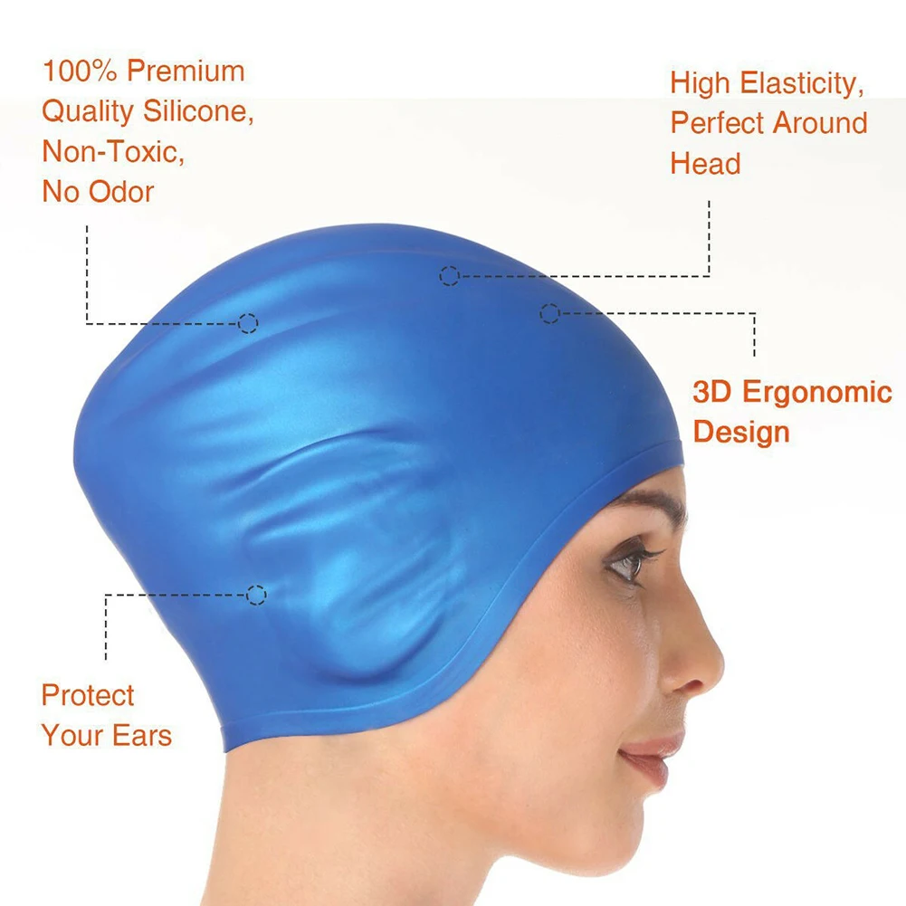 

Silicone Elastic Waterproof Protect Ears Swimming Cap Hat for Adults Men Women
