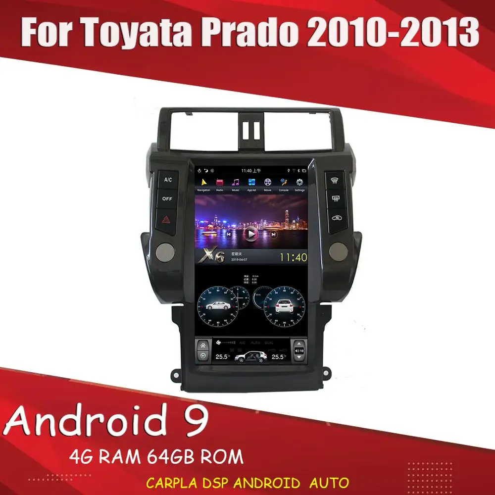 Для Toyota Prado Android автомобильный мультимедийный 2010-2013 Tesla 13 6 &quotавтомобильный