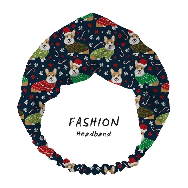 

2021 Bandanas HairBands Women Hair Accessories Christmas Dog Headband Hair band for Women Girls Cross Turban Headwear Headdress