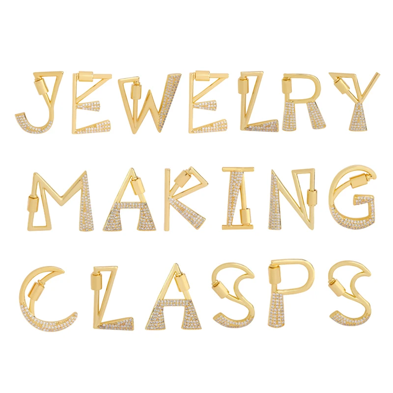 

Juya DIY Letters Initial Pendant Fastener Screw Lock Clasps Accessories For Craft Name Pendant Mesh Chains Punk Jewelry Making
