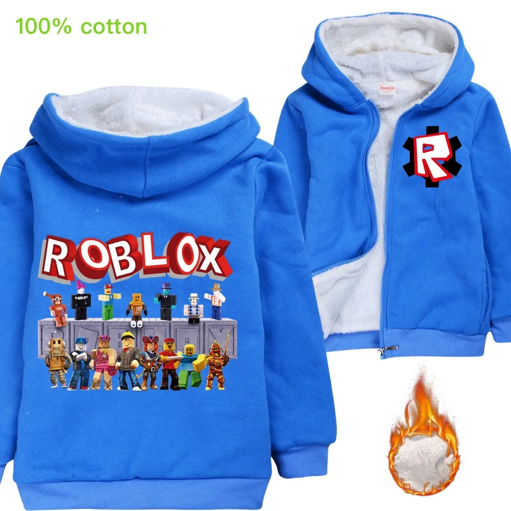 

Robloxing winter fleece jacket boy hoodie children's clothing girl hooded warm jacket zipper windbreaker baby children's jacket