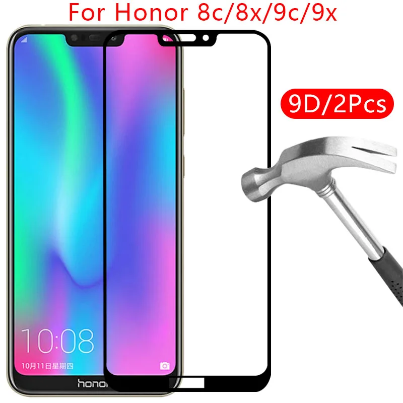 

9d protective tempered glass for huawei honor 9c 9x 8c 8x screen protector on honer 8 9 c x x9 x8 c9 c8 honor8x honor9x honor9c