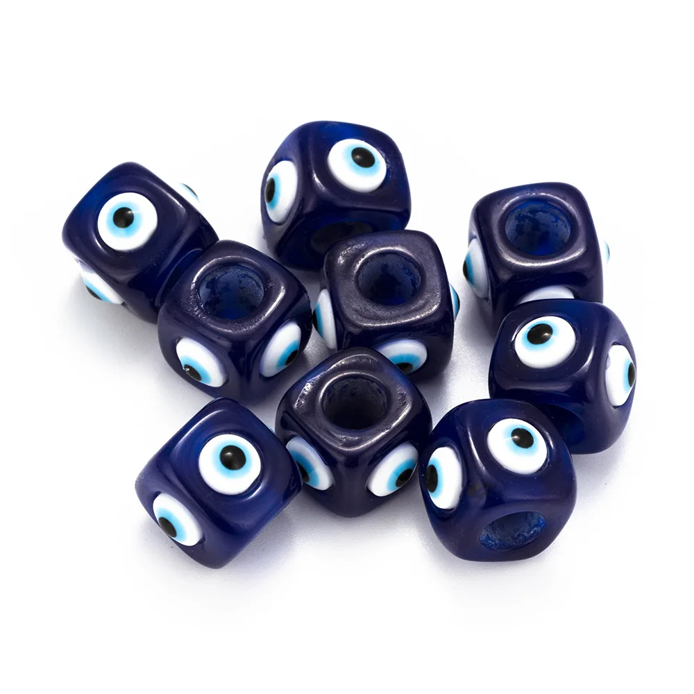 Квадратные бусины из смолы с голубым сглаза Lucky Eye для ожерелья браслета