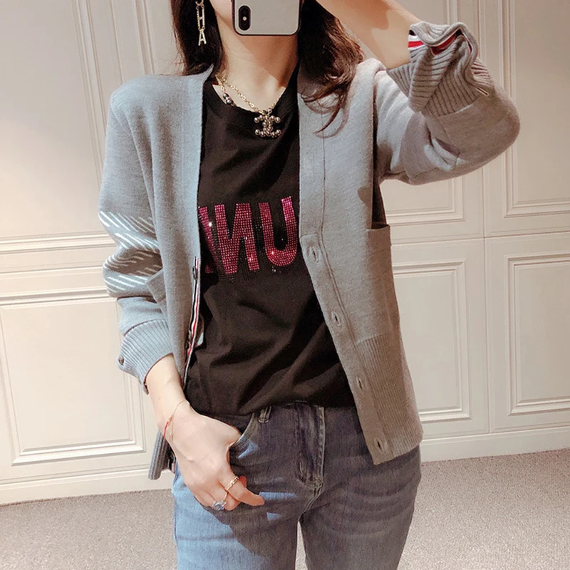 

Beading Letter Graphic Black Tee Women 2021 Summer Short Sleeve T Shirt Casual Vintage Hipster Clothes Creativity Top