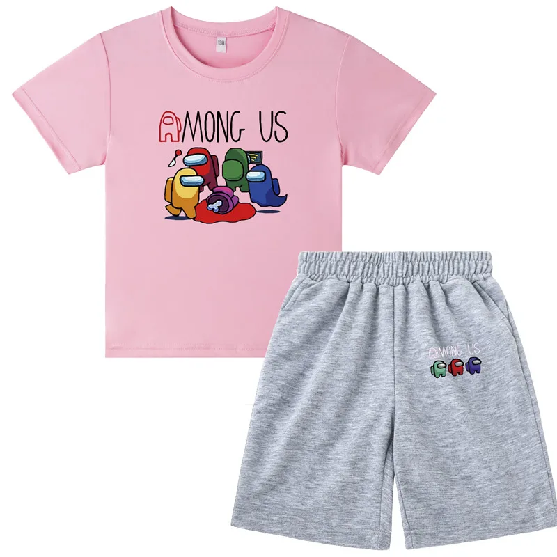 

Game Among Us costume Kid Summer casual T-shirt and shorts Sets Sports Children Suits Boys girls Fashion Children's Clothes Suit