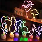 Светодиодный неоновый светильник кролик Снеговик гриб знак неоновая лампа для рождества вечеринки свадьбы спальни домашний декор ночник USBбатарея