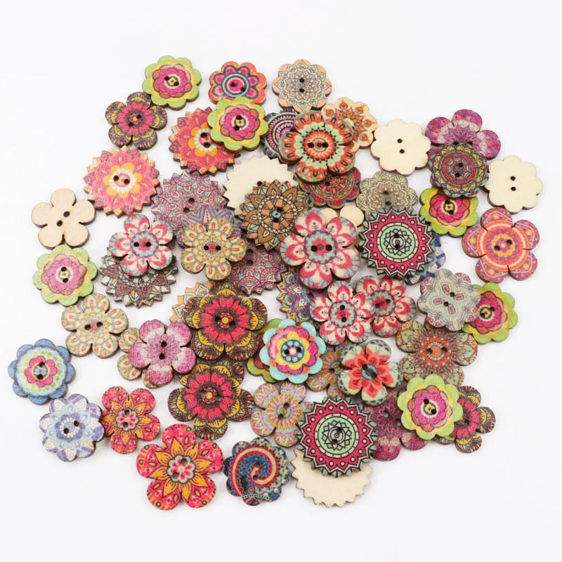 Multi-style round heart Two Holes buttons Wooden Sewing Buttons Scrapbooking Mixed Natural Color Costura Botones bottoni botoes | Дом и сад