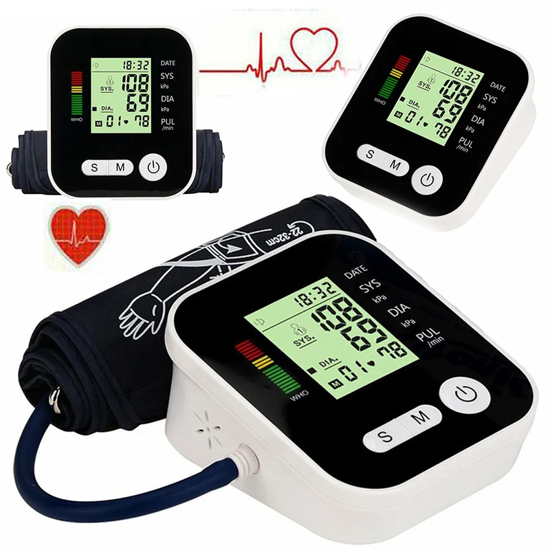 

Sphygmomanometer Automatic Upper Arm Pressure Meter Pulse Gauge Meter BP Tester Gauge Meter Digital LCD Sphygmomanometer