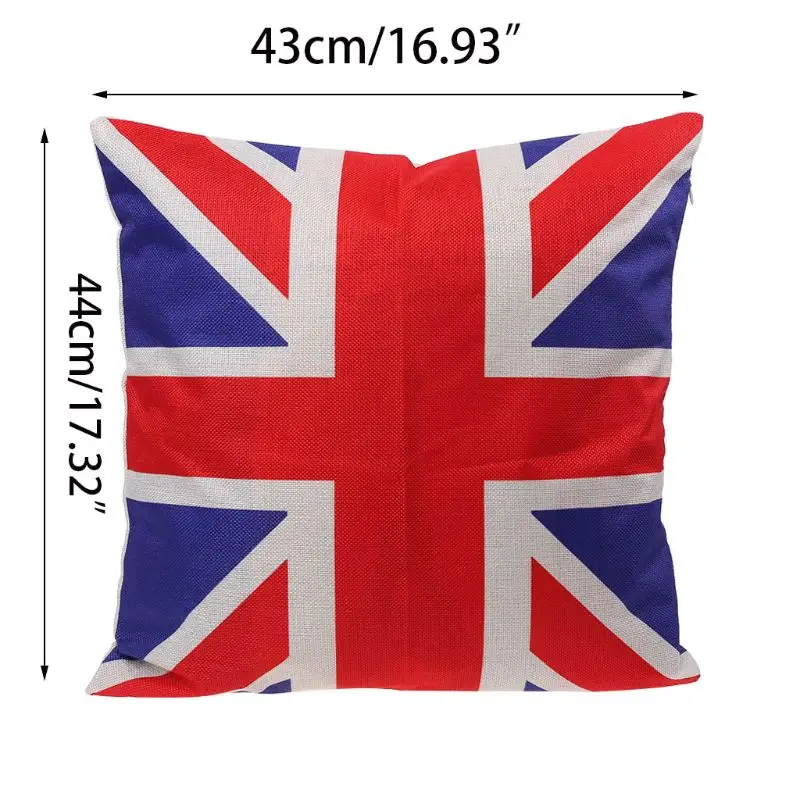 

Square 16" Linen Union Jack US Flag Pillow Cases Cushion