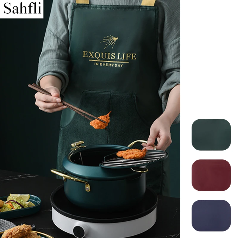 

Fashion Household Solid Color Sleeveless Aprons with Pockets Antifouling Unisex Apron oilproof Working Kitchen Cooking Clothing