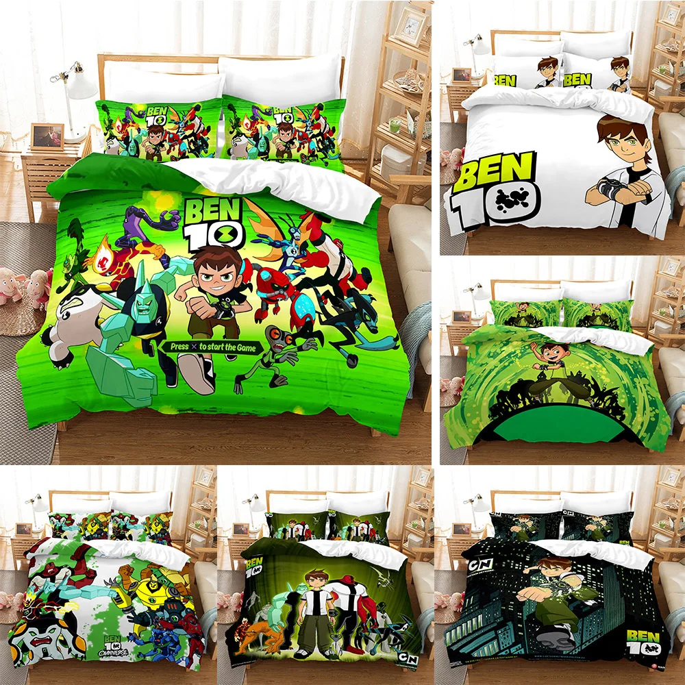 Комплект постельного белья Бен с 3D принтом 10 мультяшных рисунков пододеяльник