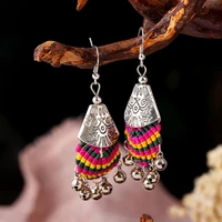 original design ethnic style hand woven earrings female miao silver bells retro yunnan characteristic wholesale jewelry earrings