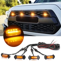 led grille lights amber yellow with fuse for tacoma trd pro front grille 2016 2017 2018 4pcs amber shell with amber light