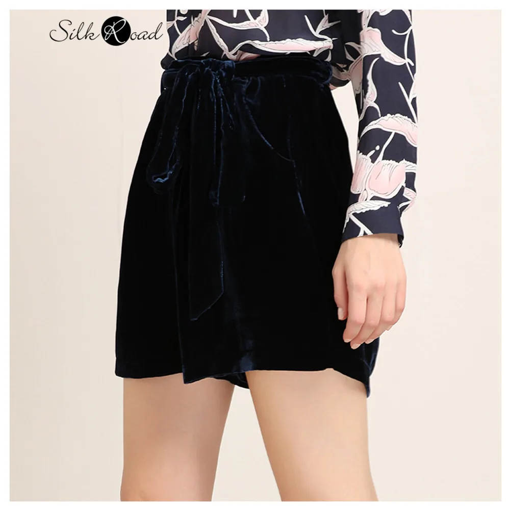 Silviye Loose and versatile silk shorts women's lace up waist high waist show thin Super High Waist Wide Leg Pants summer