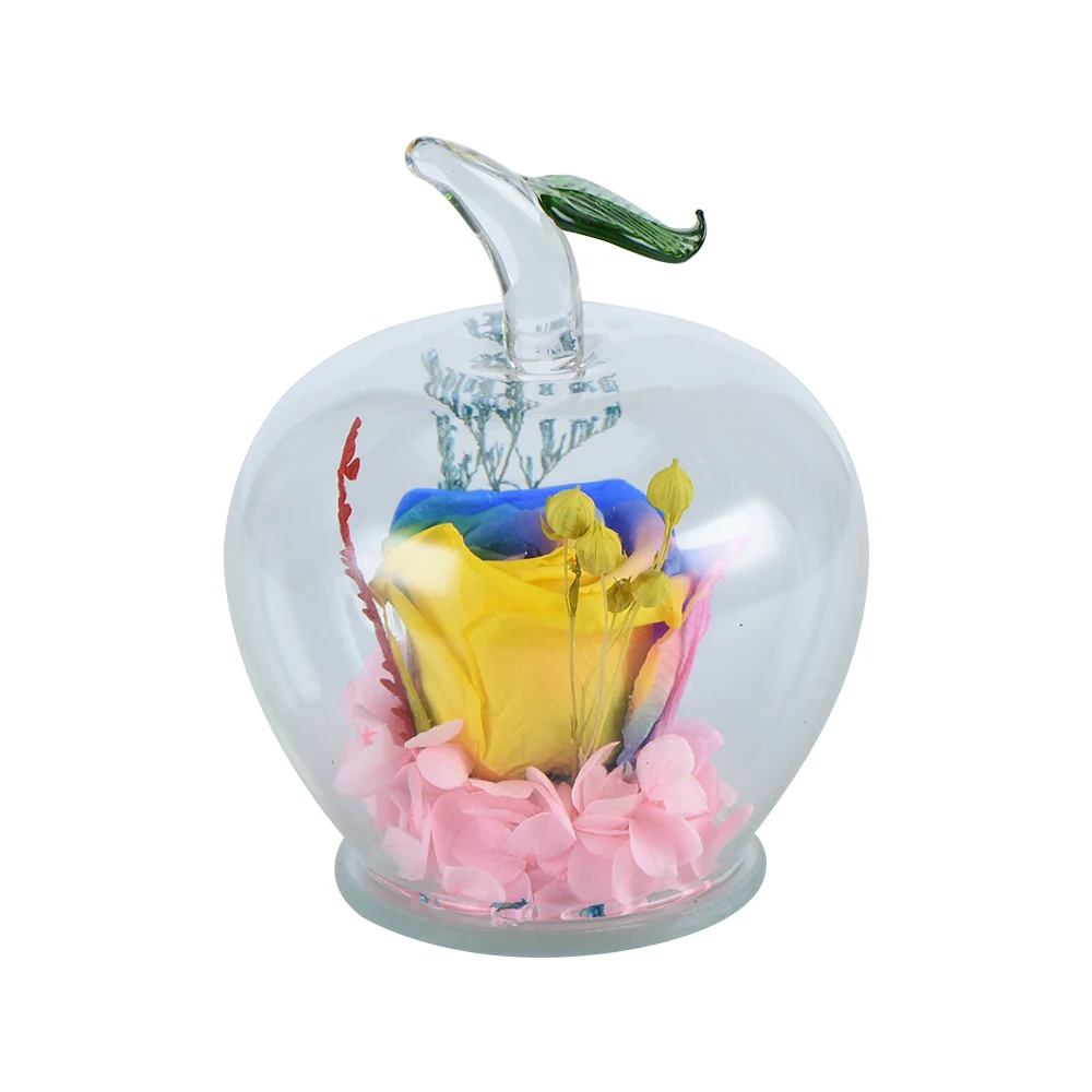 2020 Artificial Immortal Flowers In Apple-shaped Glass Dome Wedding Decoration Valentine's Day Mother's Gifts | Дом и сад