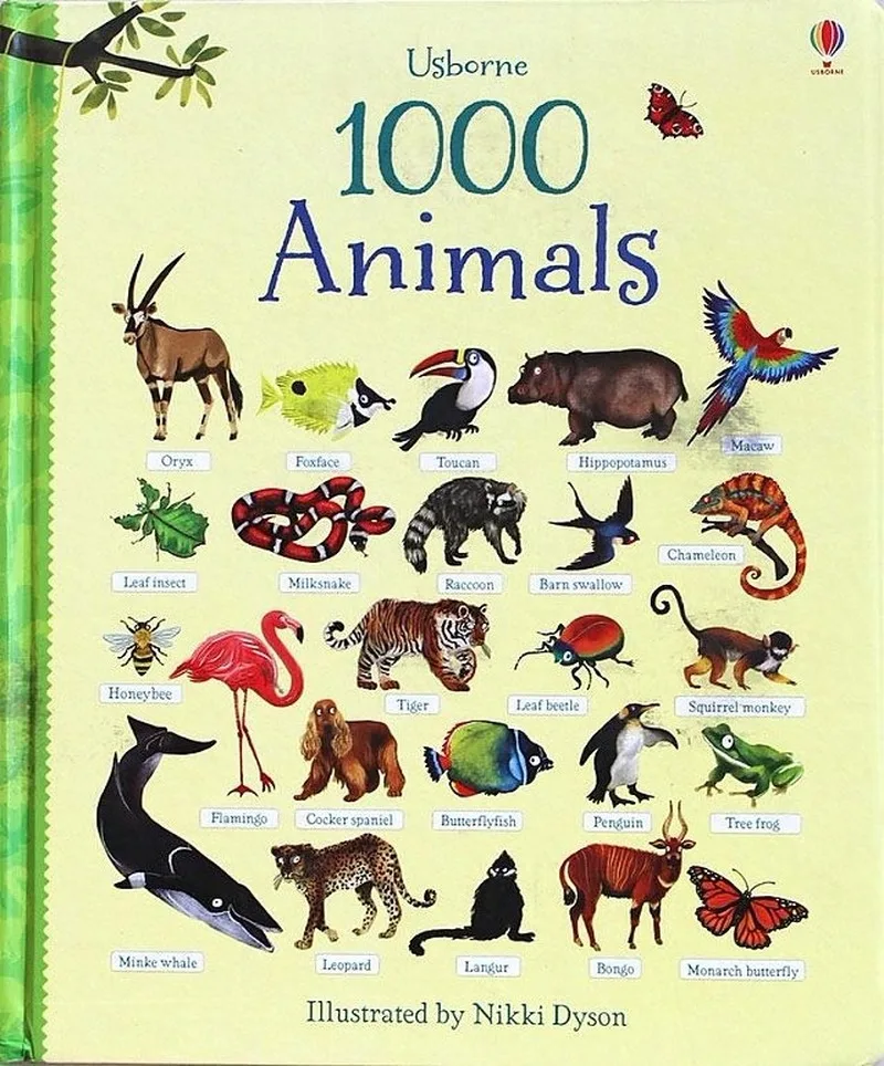 Usborne 1000 животных/под водой английская еда доска для изучения слов книга