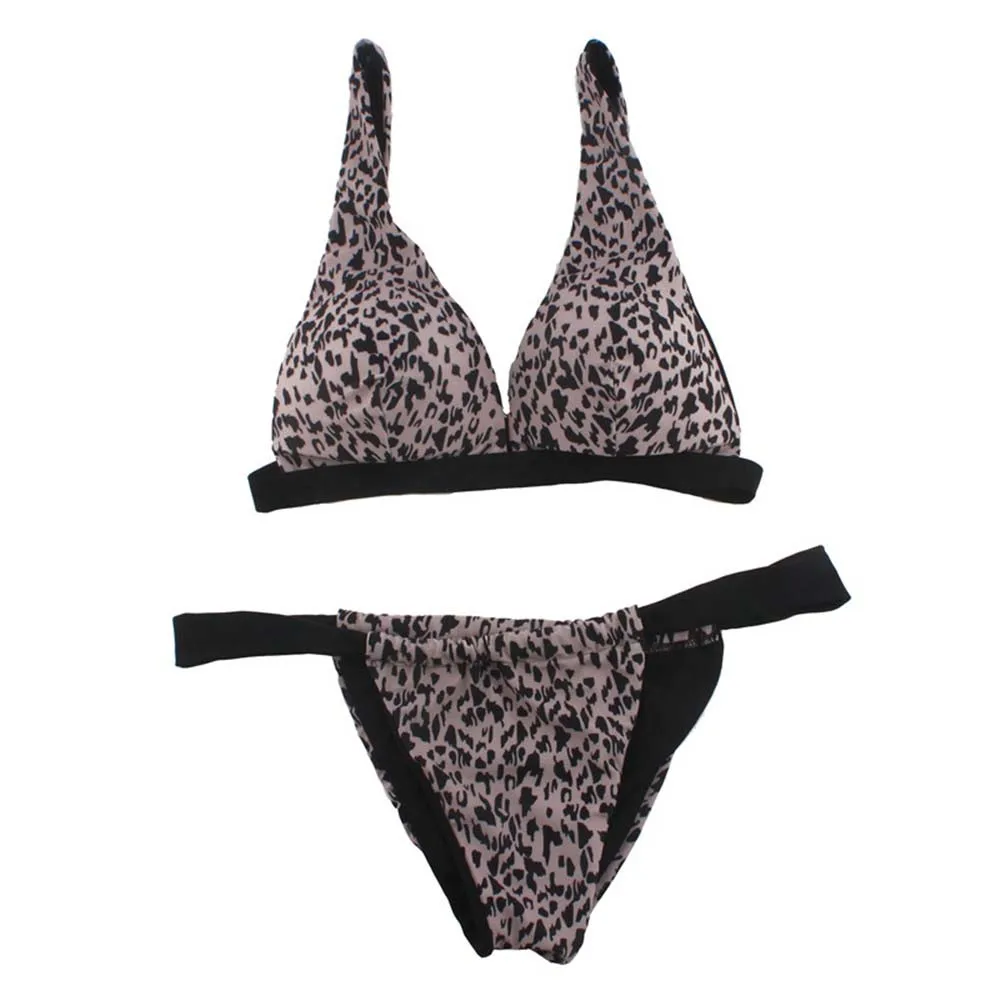 

Paotang 2021 Summer New Style European And American Swimwear Fashion Set Of Ladies Sexy Leopard Bikini Beachwear Two-Piece Suits