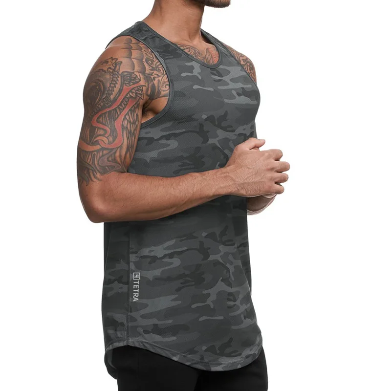 

Mens Gym Camouflage Tank Tops Fitness Clothing Sport Camo Singlet Muscle Undershirts Bodybuilding Sleeveless Shirt Workout Vests