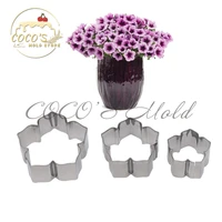 3pcsset petunia flower stainless steel cutter mold fondant cake design kitchen accessories cake decorating tools bakeware