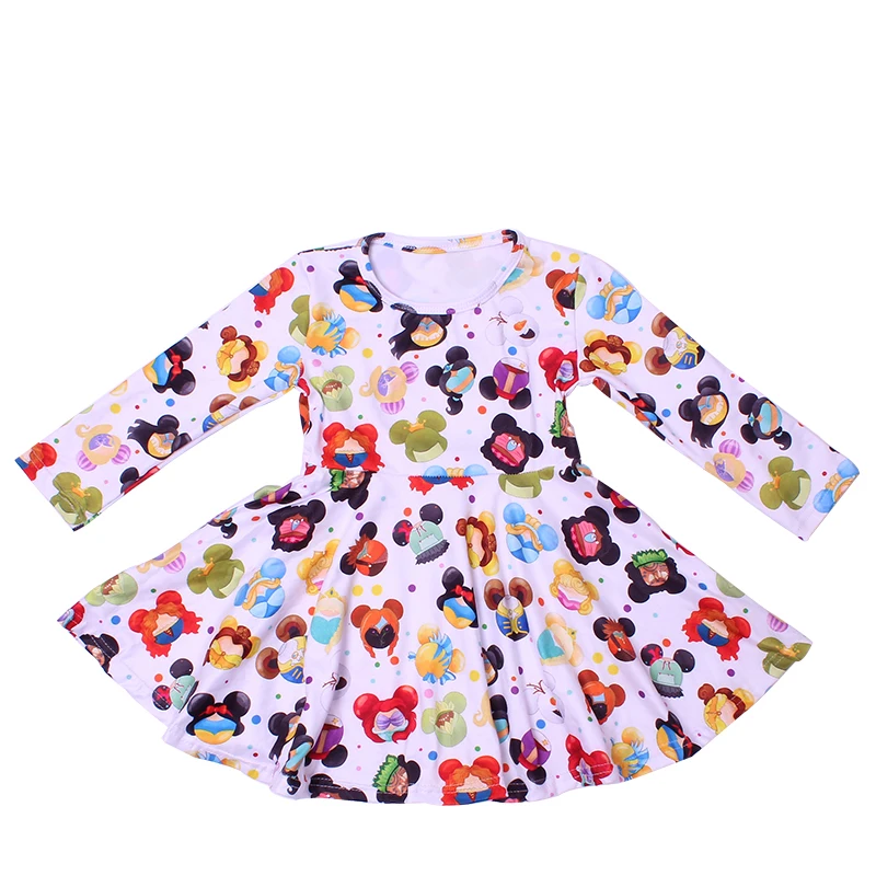

Baby Girls Mickey Head Twril Dress Long Sleeve Cartoon Mickey Ear Pattern Toddlers Dress Kids Clothes Milklsilk Wholesales