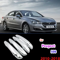 Chrome Handles Cover Trim for Peugeot 508 508SW SW MK1 2011~2018 Car Accessories Stickers Styling 2012 2013 2014 2015 2016 2017