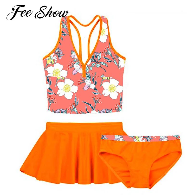 

Танкини для девочек, Быстросохнущий купальник с цифровым принтом, комплект из 3 предметов