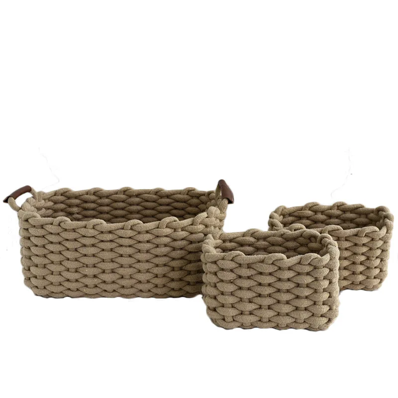 2019 скандинавские 3 шт./компл. плетеная корзина смелый хлопок Плетенный из веревки