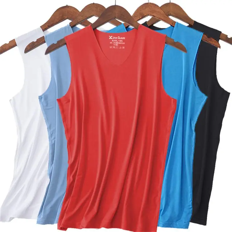 5Pcs Men Tank Tops Underwear Quick Drying Mens Undershirt Shirts Male Bodyshaper Fitness Wrestling Singlets Ice silk Big size