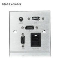 silver function information outlet 3 5 audio vga rj45 network connector multimedia wall socket with usb and hdmi plug cable wire