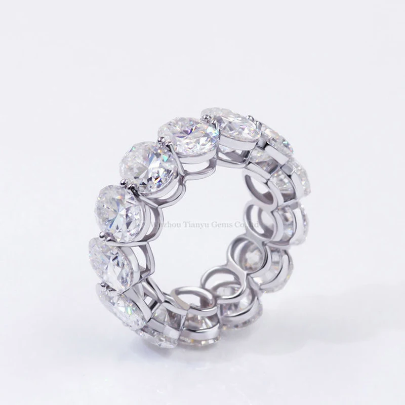 

Tianyu Gems 5X7mm Oval Gemstones Wedding Band Rings 14k/18k/Platinum Gold DEF Moissanite Diamonds Women Ring Custom Fine Jewelry