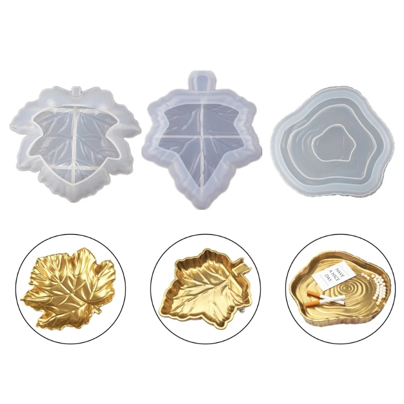 

Maple Leaves Ashtray Resin Silicone Mold Irregular Round Jewelry Tray Mold Tool