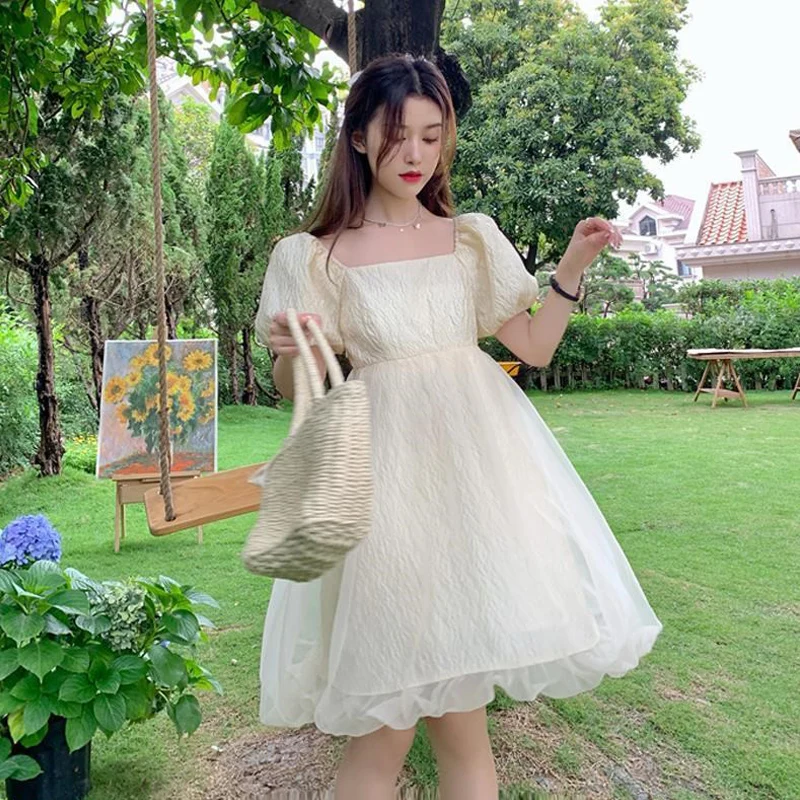 

Модное сказочное винтажное кавайное офисное платье, коктейльное вечернее женское французское Ретро винтажное Пышное Платье с пышными рука...