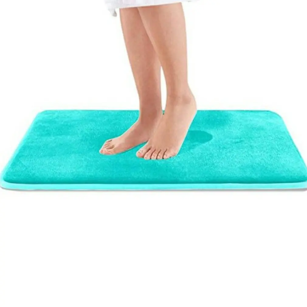 

Home Bath Mat Non-Slip Bathroom Carpet Soft Coral Fleece Memory Foam Rug Mat Kitchen Toilet Floor Decor Washable 8 Colors
