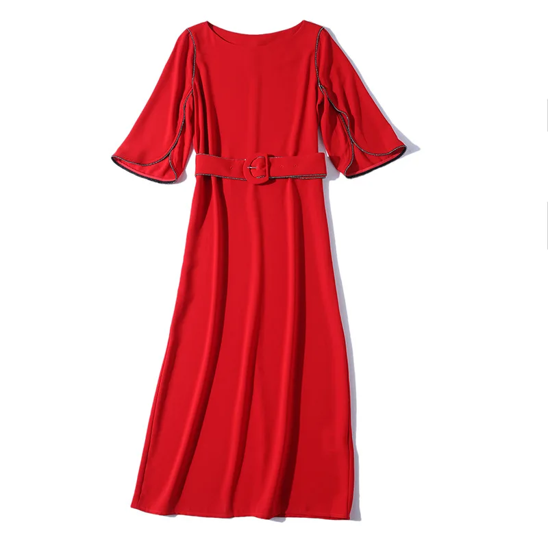 Осень 2019 новинка Европейская и американская Дамская талия с узким платьем |