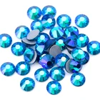 Стразы с плоским основанием для одежды, голубые стразы с различными кристаллами