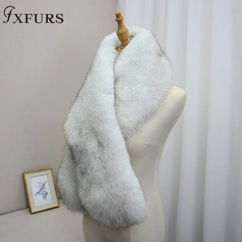 FXFURS роскошный шарф из натурального меха лисы кожаный шарф большого размера натуральный шаль из лисьего меха Зимний женский палантин