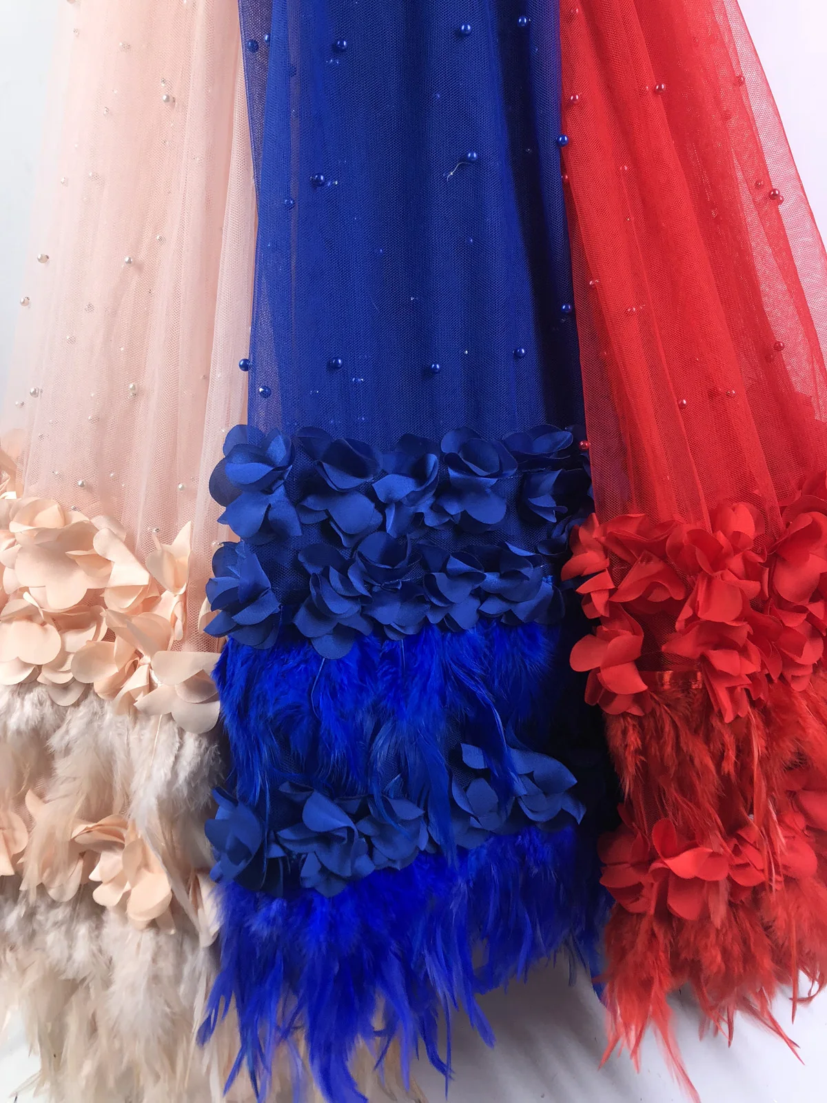 

African Lace Fabric 3D Flower High Quality 2018 French Tulle Lace Fabric Appliqued Nigerian Net Lace for Wedding Dress