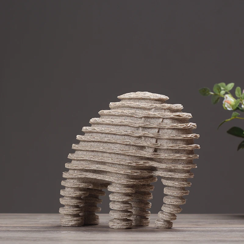 

Nordic simple sandstone elephant ornament Abstract handicraft wine cabinet room living room home decoration opening gift