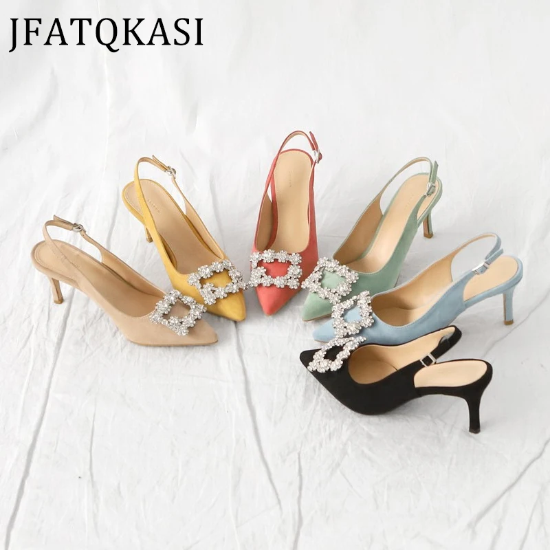 Женская обувь на высоком каблуке Летние сандалии со стразами Модные фирменные