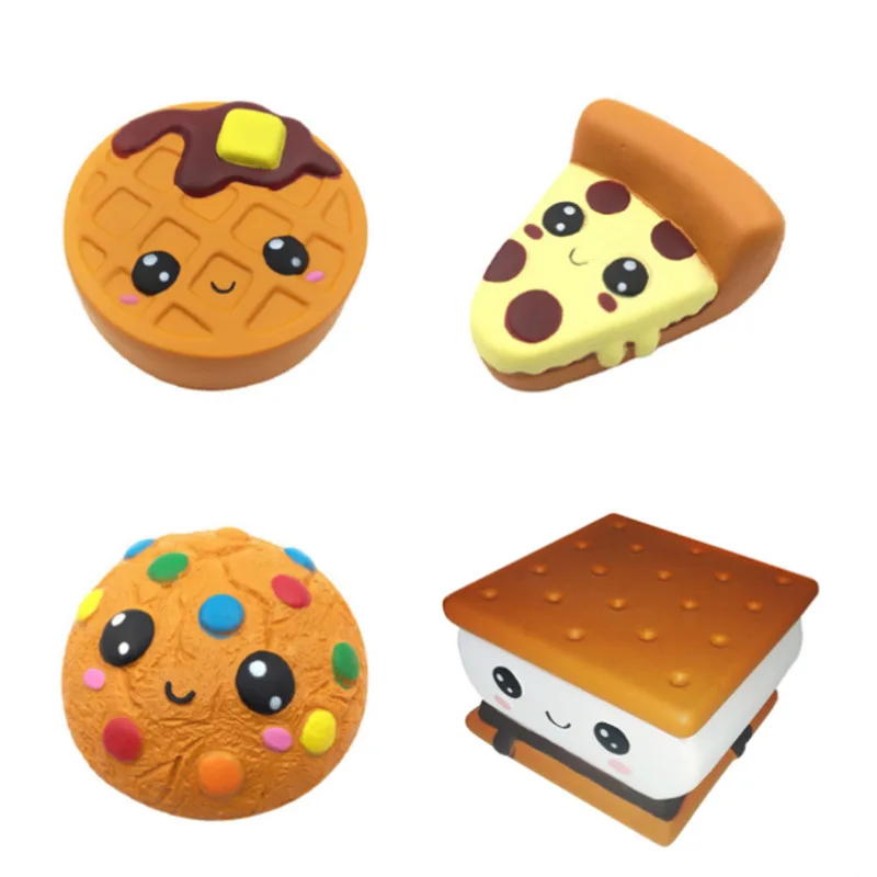 New slow rising squishy crafts squeeze toy simulation chocolate biscuit pizza bread decompression squeeze toy simulation lovely gourd pu slow rising squishy toy