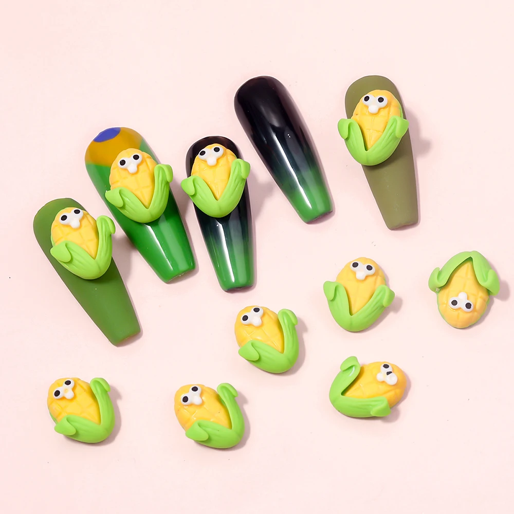 

10 Cute Corn Resin Nail Art Decorations 3D Kawaii Corn Design DIY Design Nail Phone Case and Other Art Decoration Accessorie Hot