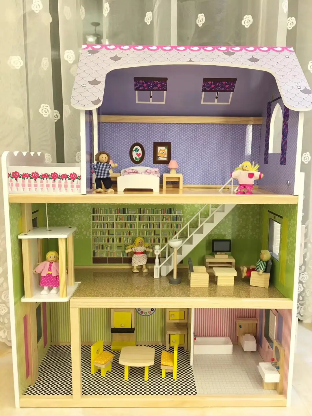 かわいいdiy木製ドールハウス子供の誕生日ギフトミニチュアドールハウス和風家具キットメゾン女の子のおもちゃoo50ww